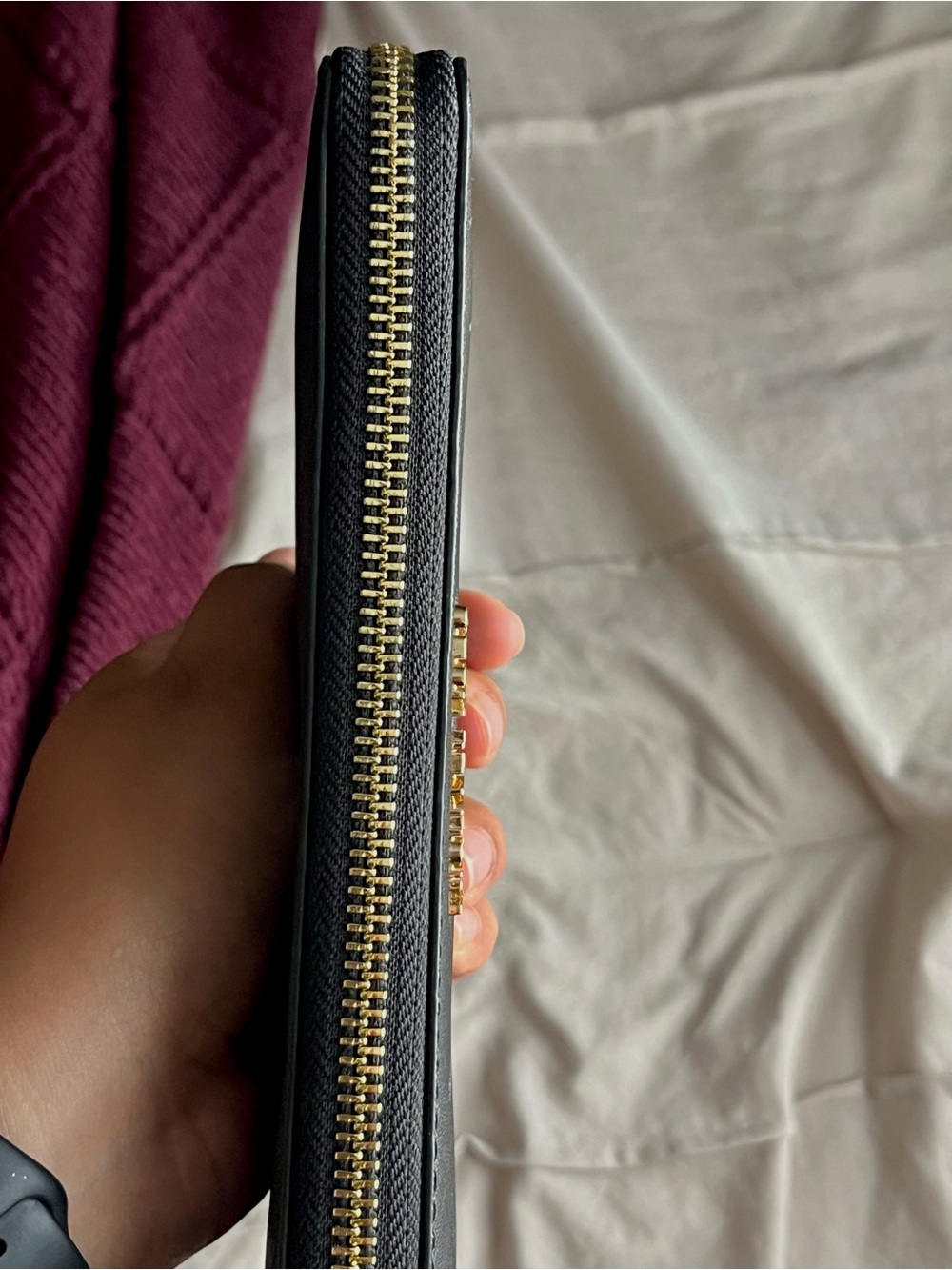 Michael Kors Black Zip-Around Saffiano Wallet with Gold Logo - Picture 5 of 7